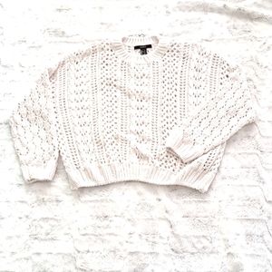Forever 21 soft crochet Look cream Feminine crop sweater. Size S.